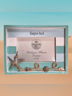 Beachy Coastal Theme HAMPTON BEACH, NH Picture Frame Seashells Starfish Seaside